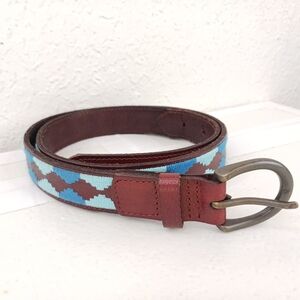 Men Belt Western Leather Canvas HOLLISTER 34 - 36.